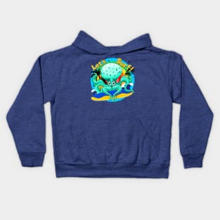 Octopus Cartoon Character Let's Surf Summer Fun Kids Hoodie